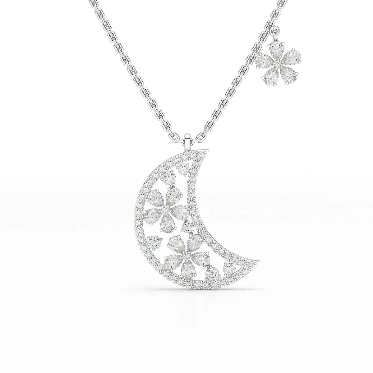 1.58 CT Lab Diamond Moon Shaped Chain Pendant Jama Jewels