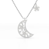 1.58 CT Lab Diamond Moon Shaped Chain Pendant