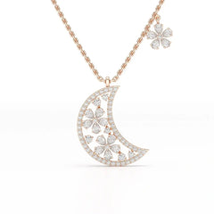 1.58 CT Lab Diamond Moon Shaped Chain Pendant Jama Jewels