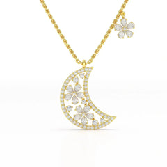 1.58 CT Lab Diamond Moon Shaped Chain Pendant Jama Jewels