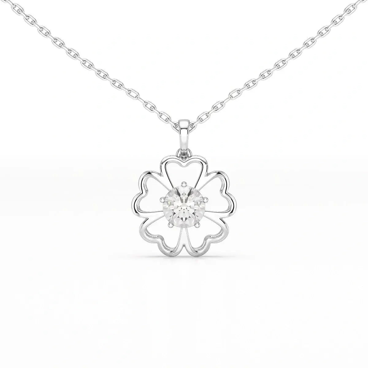 0.65 CT Heart Shape Pave Setting Chain Pendant With Round Cut Lab Diamonds Jama Jewels
