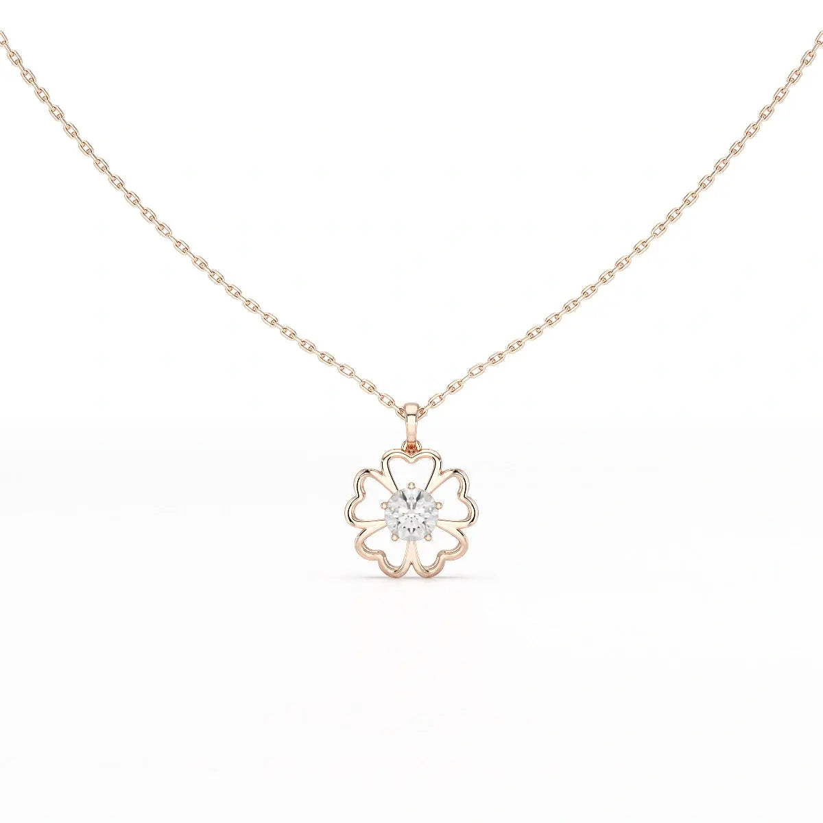 0.65 CT Heart Shape Pave Setting Chain Pendant With Round Cut Lab Diamonds Jama Jewels