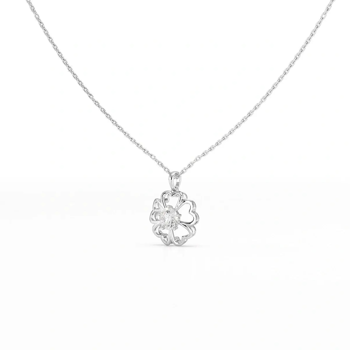 0.65 CT Heart Shape Pave Setting Chain Pendant With Round Cut Lab Diamonds Jama Jewels