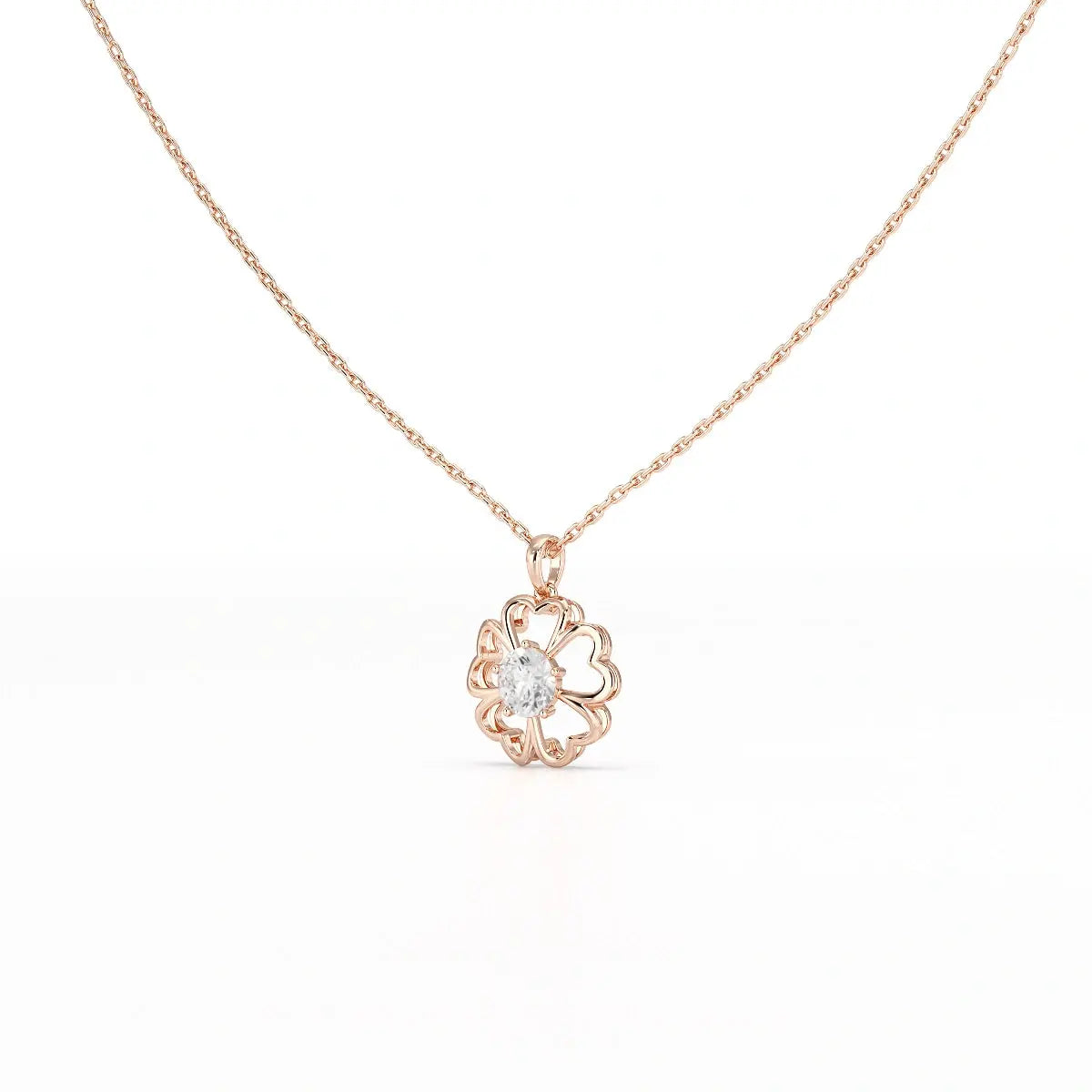 0.65 CT Heart Shape Pave Setting Chain Pendant With Round Cut Lab Diamonds Jama Jewels