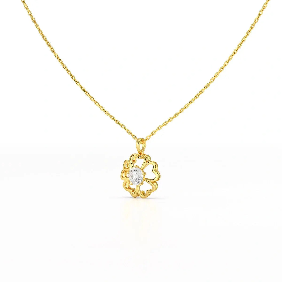 0.65 CT Heart Shape Pave Setting Chain Pendant With Round Cut Lab Diamonds Jama Jewels