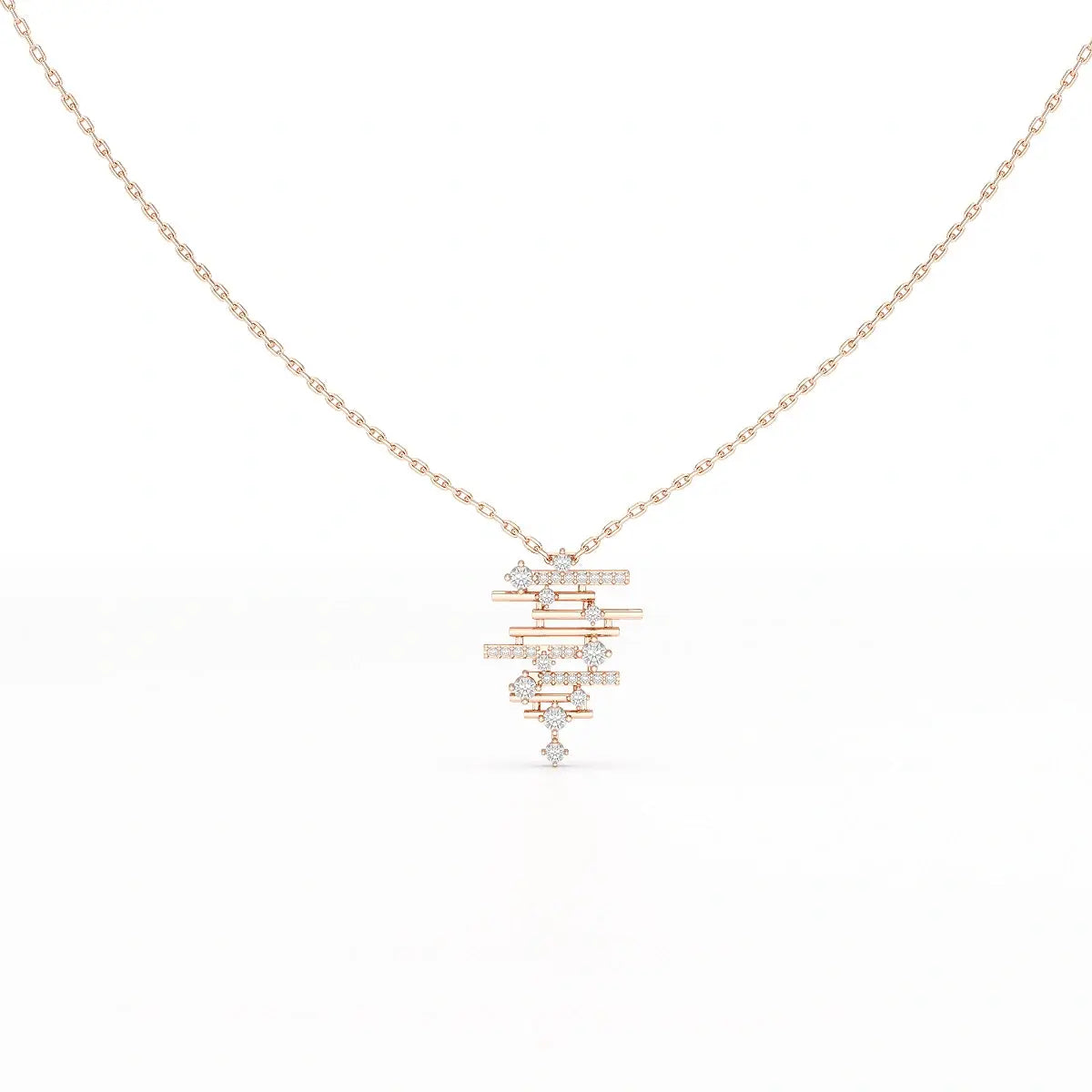 0.35 CT Lines Lab Diamond Chain Pendant with Round Cut Diamonds Jama Jewels
