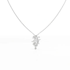 0.35 CT Lines Lab Diamond Chain Pendant with Round Cut Diamonds Jama Jewels