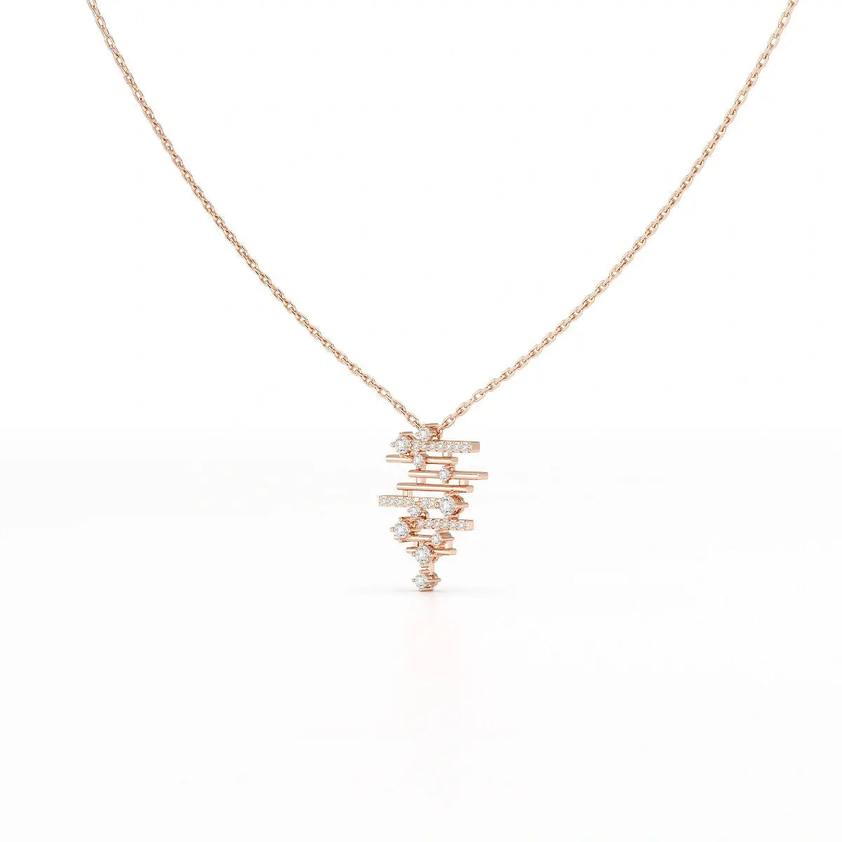 0.35 CT Lines Lab Diamond Chain Pendant with Round Cut Diamonds Jama Jewels