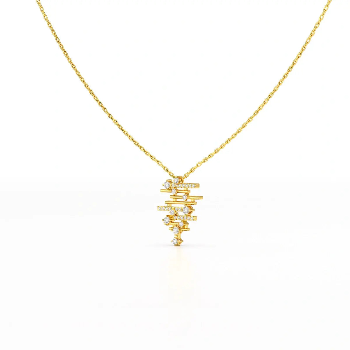 0.35 CT Lines Lab Diamond Chain Pendant with Round Cut Diamonds Jama Jewels