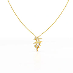 0.35 CT Lines Lab Diamond Chain Pendant with Round Cut Diamonds Jama Jewels