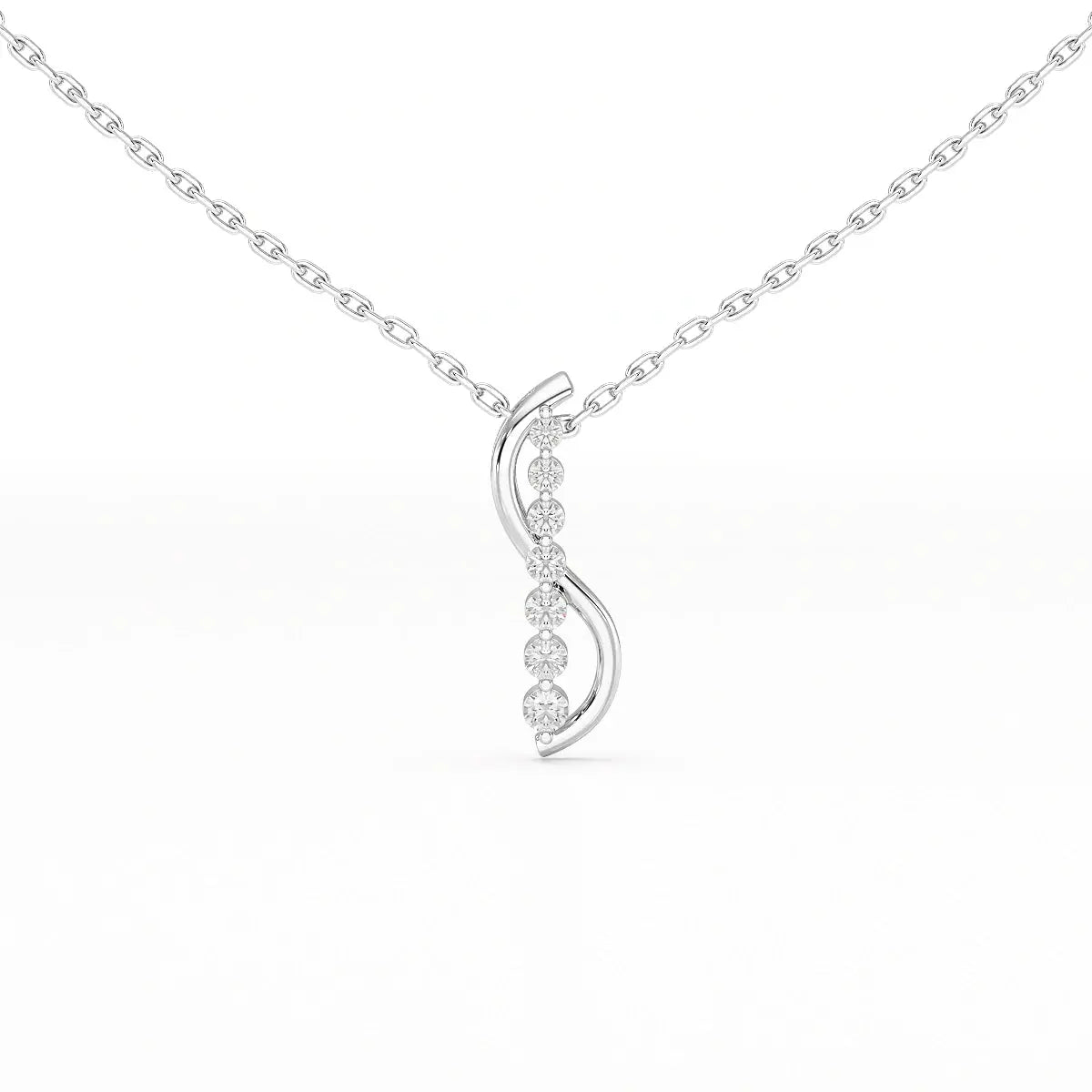 0.15 CT Round Cut Lab Diamond Swirl Chain Pendant Jama Jewels