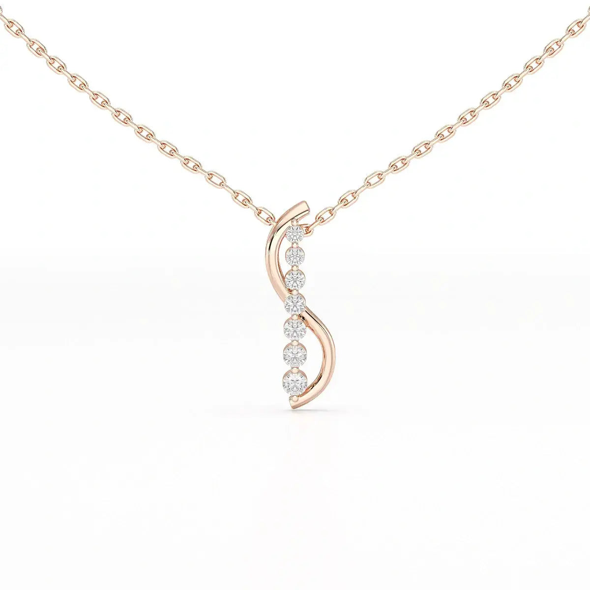 0.15 CT Round Cut Lab Diamond Swirl Chain Pendant Jama Jewels
