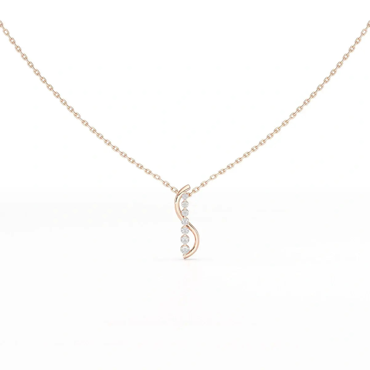 0.15 CT Round Cut Lab Diamond Swirl Chain Pendant Jama Jewels