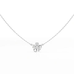 0.20 CT Flower Shape Lab Diamond Chain Pendant with Round Diamonds Jama Jewels
