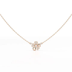 0.20 CT Flower Shape Lab Diamond Chain Pendant with Round Diamonds Jama Jewels
