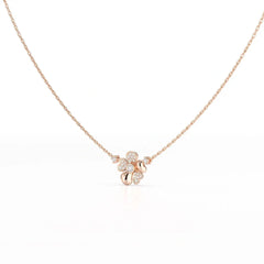 0.20 CT Flower Shape Lab Diamond Chain Pendant with Round Diamonds Jama Jewels