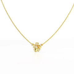 0.20 CT Flower Shape Lab Diamond Chain Pendant with Round Diamonds Jama Jewels