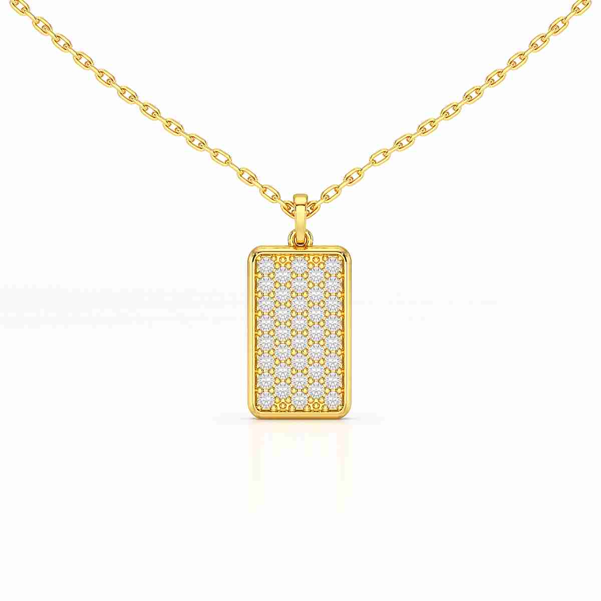 0.50 CT Lab Diamond Rectangular Chain Pendant with Round Diamonds Jama Jewels