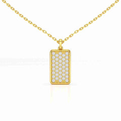 0.50 CT Lab Diamond Rectangular Chain Pendant with Round Diamonds Jama Jewels