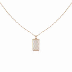 0.50 CT Lab Diamond Rectangular Chain Pendant with Round Diamonds Jama Jewels