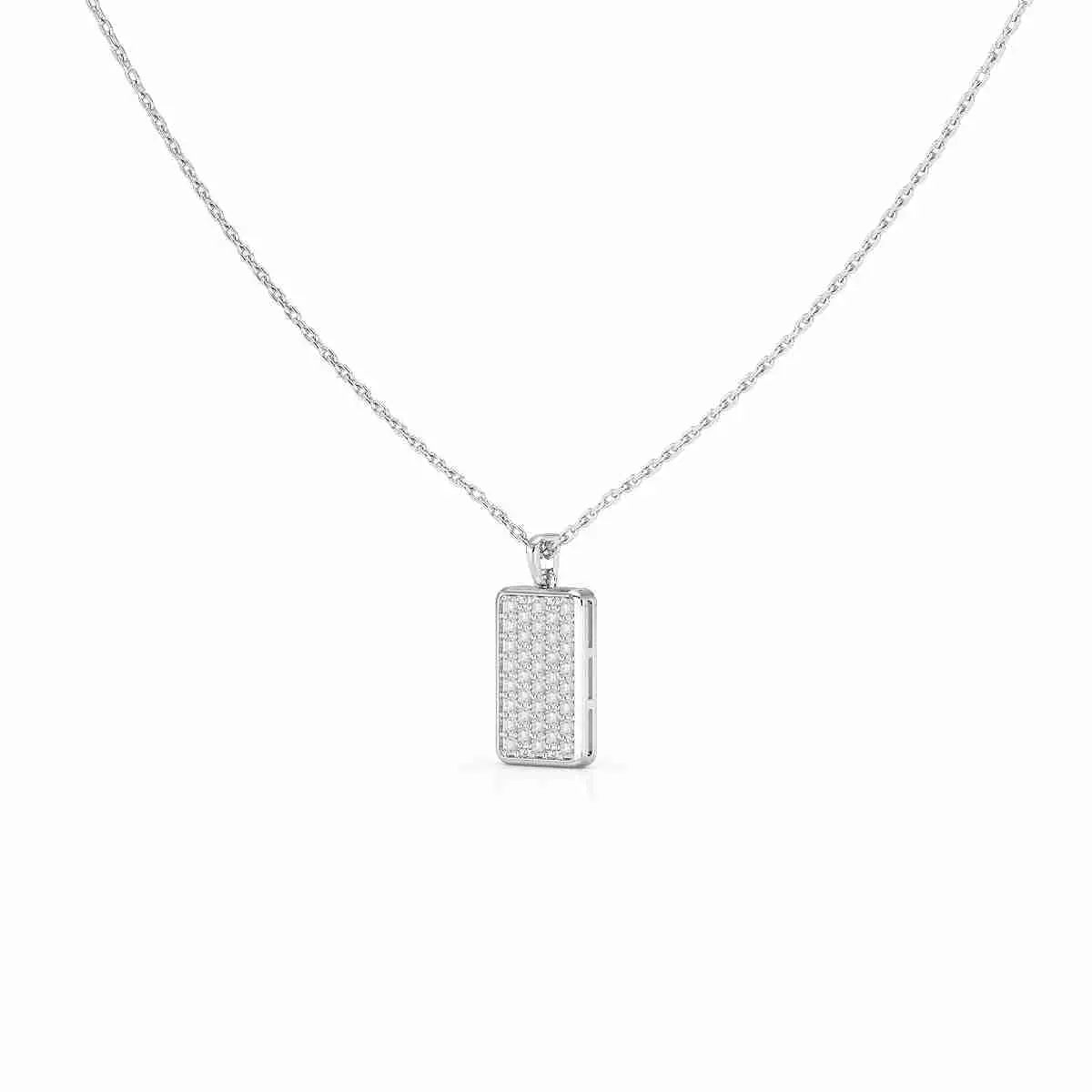 0.50 CT Lab Diamond Rectangular Chain Pendant with Round Diamonds Jama Jewels