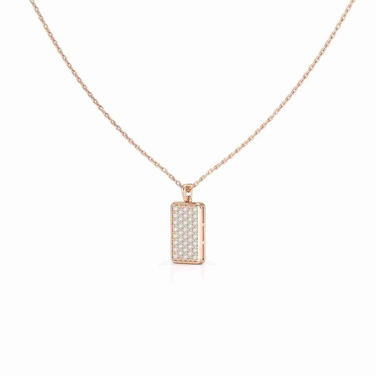 0.50 CT Lab Diamond Rectangular Chain Pendant with Round Diamonds Jama Jewels