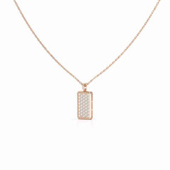 0.50 CT Lab Diamond Rectangular Chain Pendant with Round Diamonds Jama Jewels