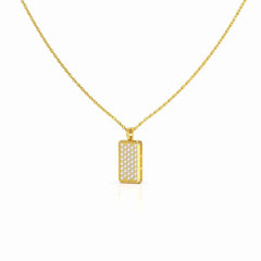 0.50 CT Lab Diamond Rectangular Chain Pendant with Round Diamonds Jama Jewels