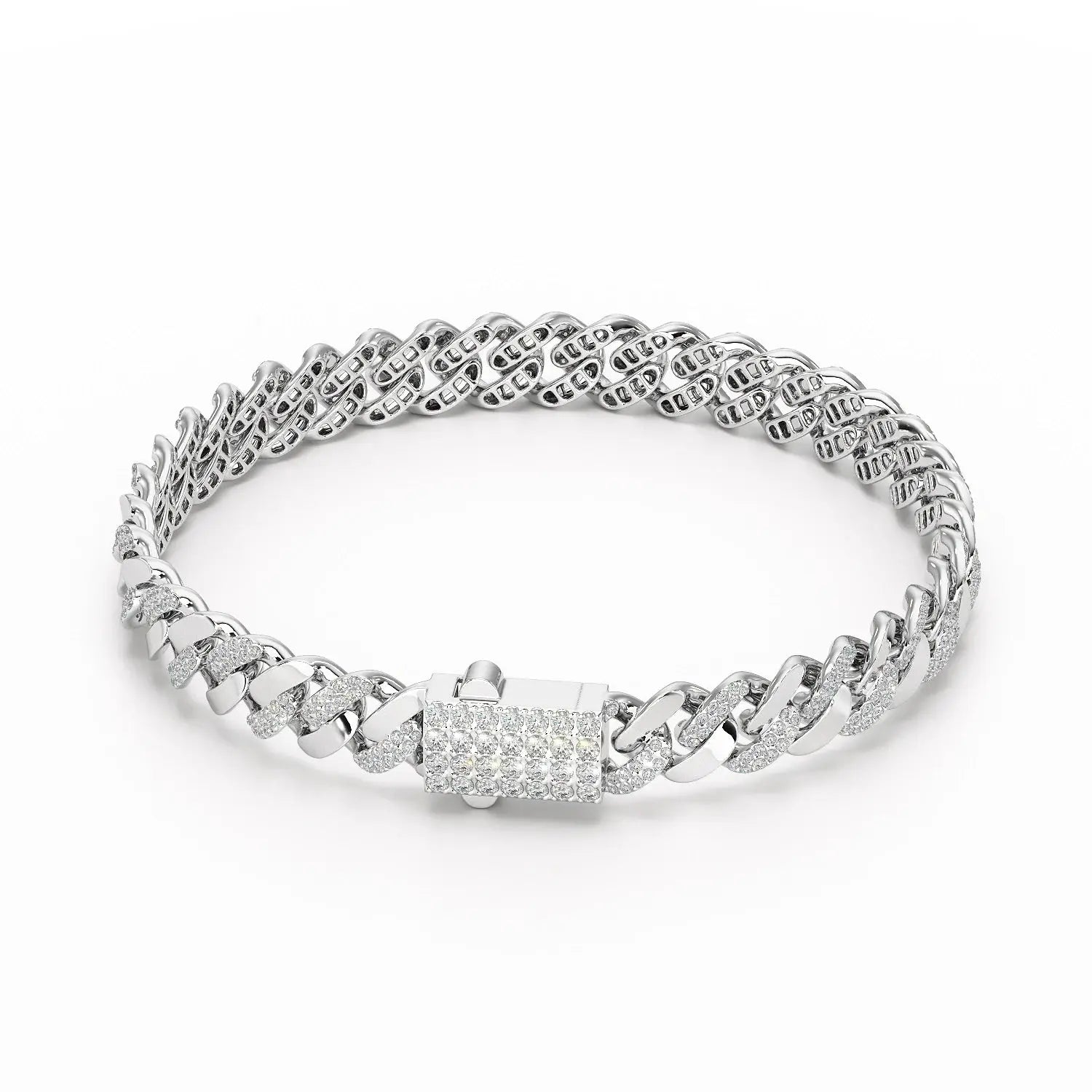 2.62 CT Round Cut Men's Cuban Bracelet Jama Jewels