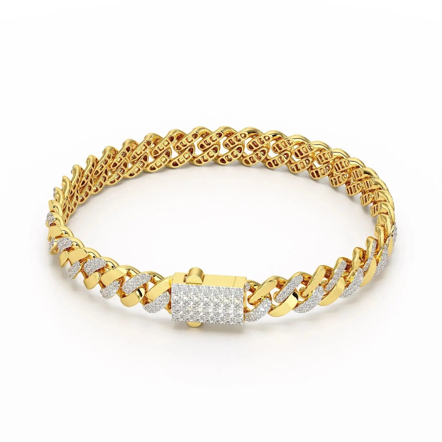 2.62 CT Round Cut Men's Cuban Bracelet Jama Jewels