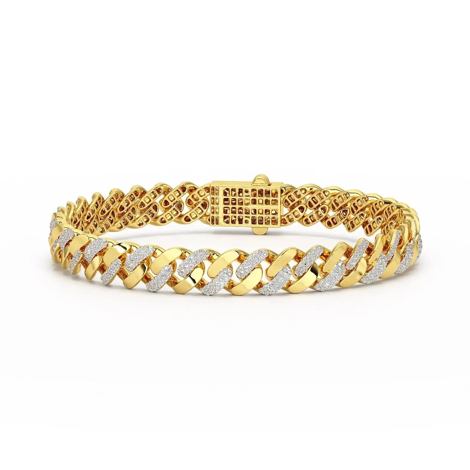 2.62 CT Round Cut Men's Cuban Bracelet Jama Jewels