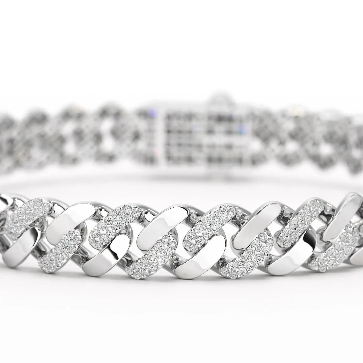 2.62 CT Round Cut Men's Cuban Bracelet Jama Jewels