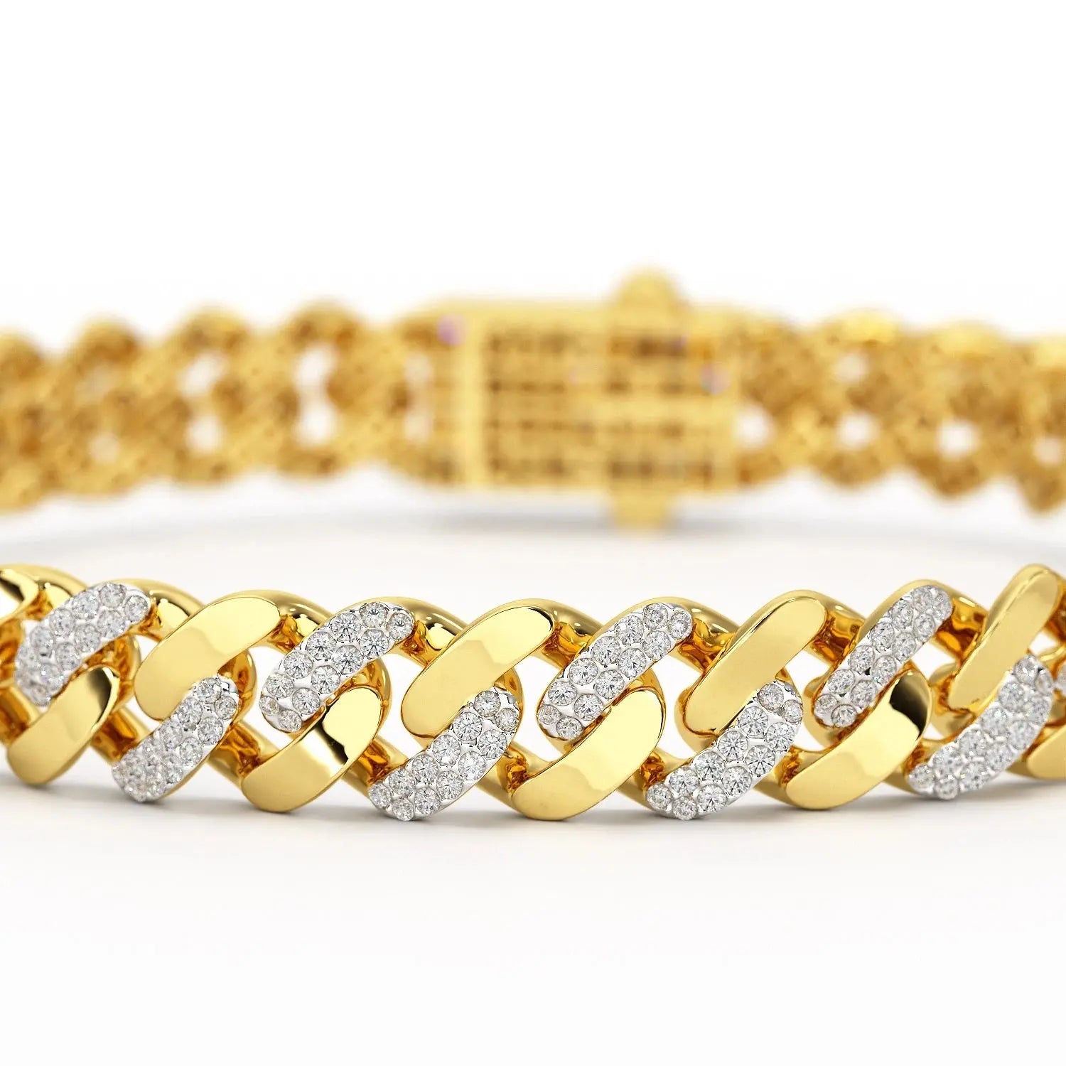 2.62 CT Round Cut Men's Cuban Bracelet Jama Jewels