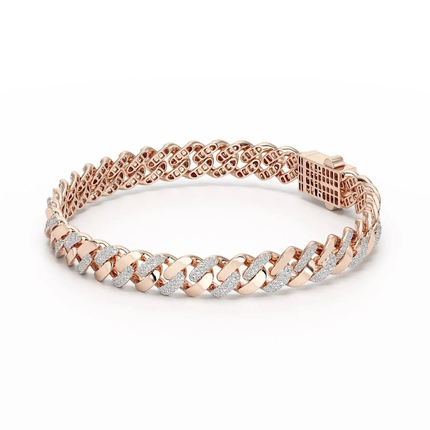 2.62 CT Round Cut Men's Cuban Bracelet Jama Jewels