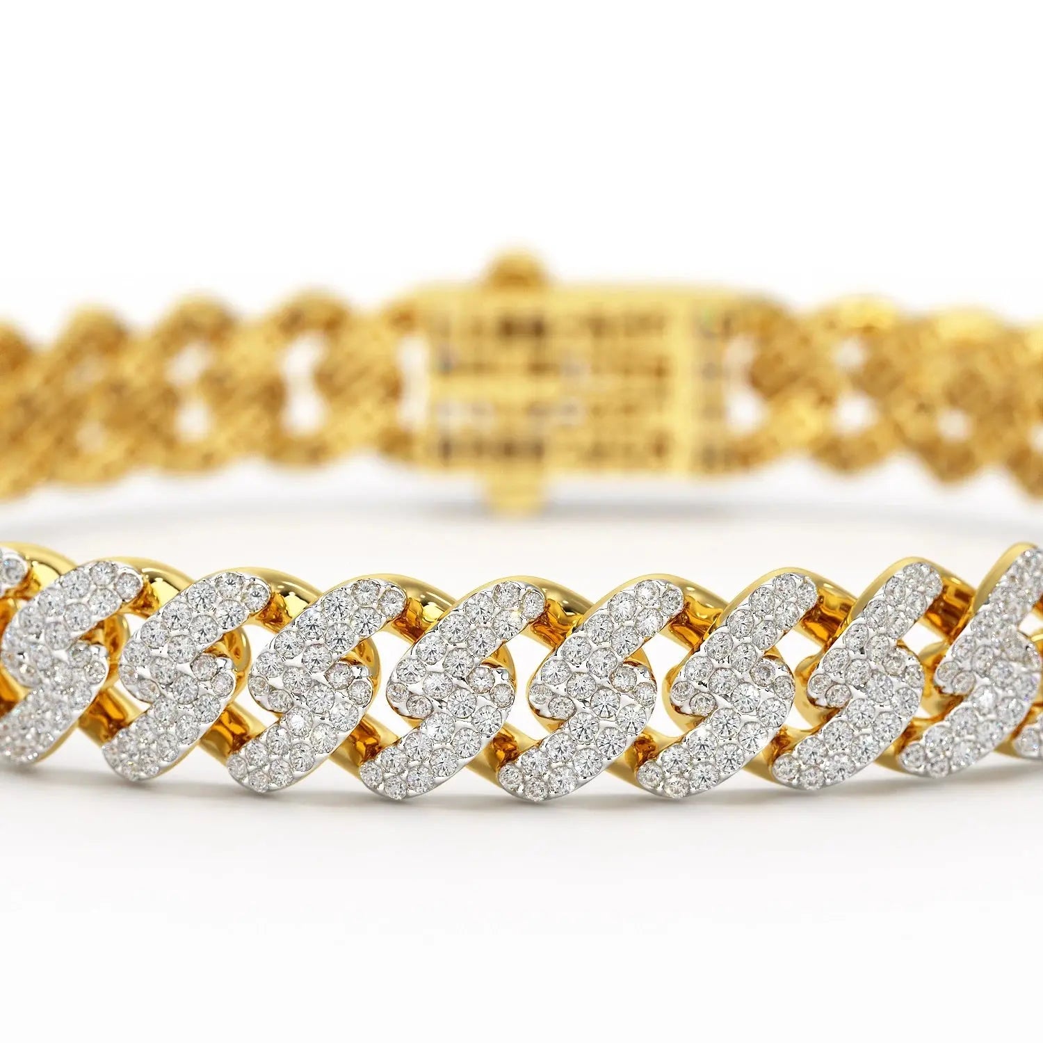 4.66 CT Round Cut Men's Cuban Bracelet Jama Jewels