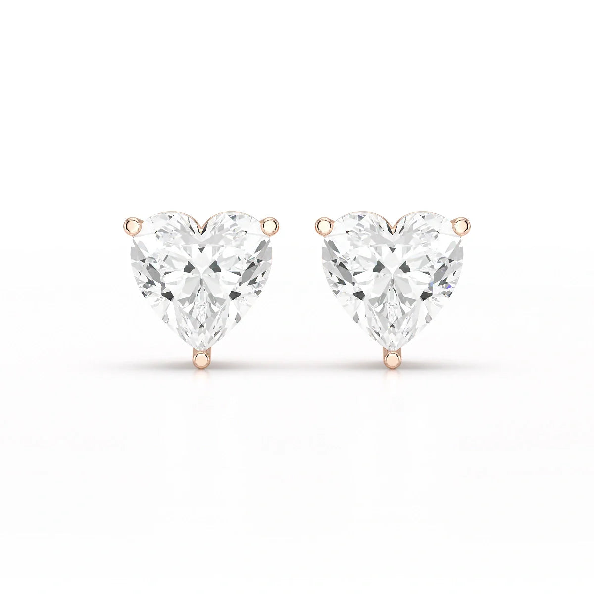 Heart Shape Solitaire Lab Diamond Stud Earrings