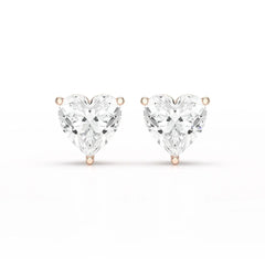 Heart Shape Solitaire Lab Diamond Stud Earrings