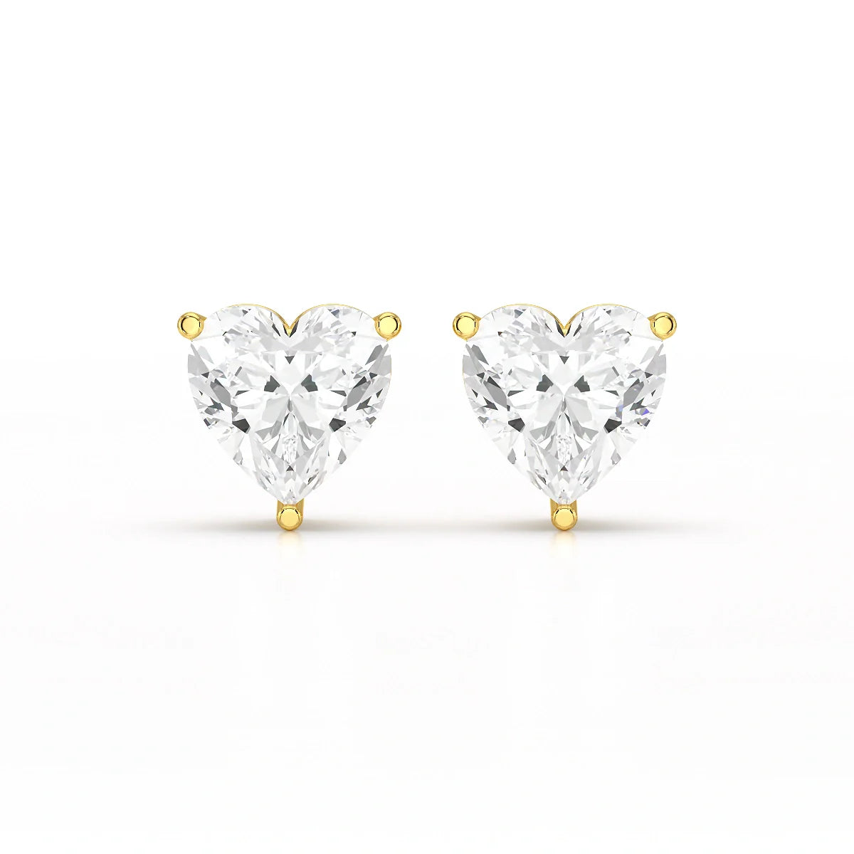 Heart Shape Solitaire Lab Diamond Stud Earrings
