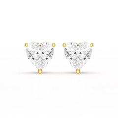 Heart Shape Solitaire Lab Diamond Stud Earrings