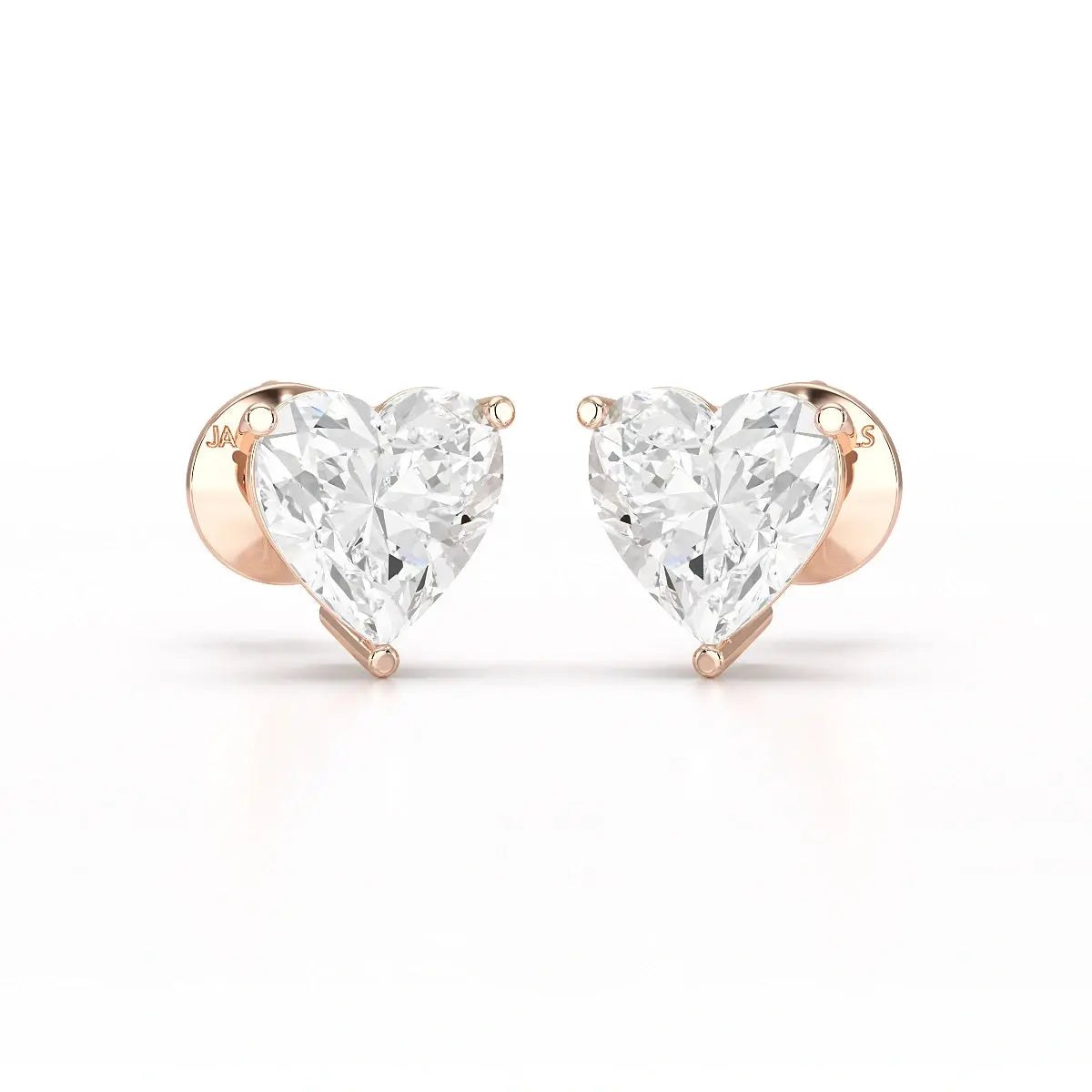 Heart Shape Solitaire Lab Diamond Stud Earrings