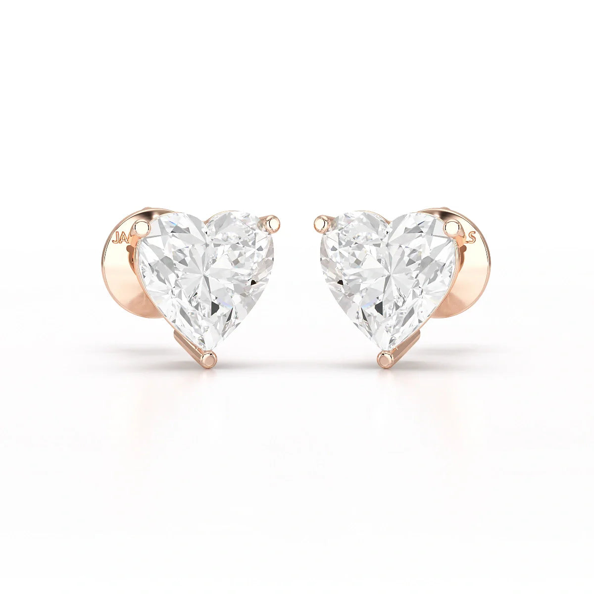 Heart Shape Solitaire Lab Diamond Stud Earrings