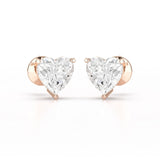 Heart Shape Solitaire Lab Diamond Stud Earrings