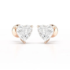 Heart Shape Solitaire Lab Diamond Stud Earrings