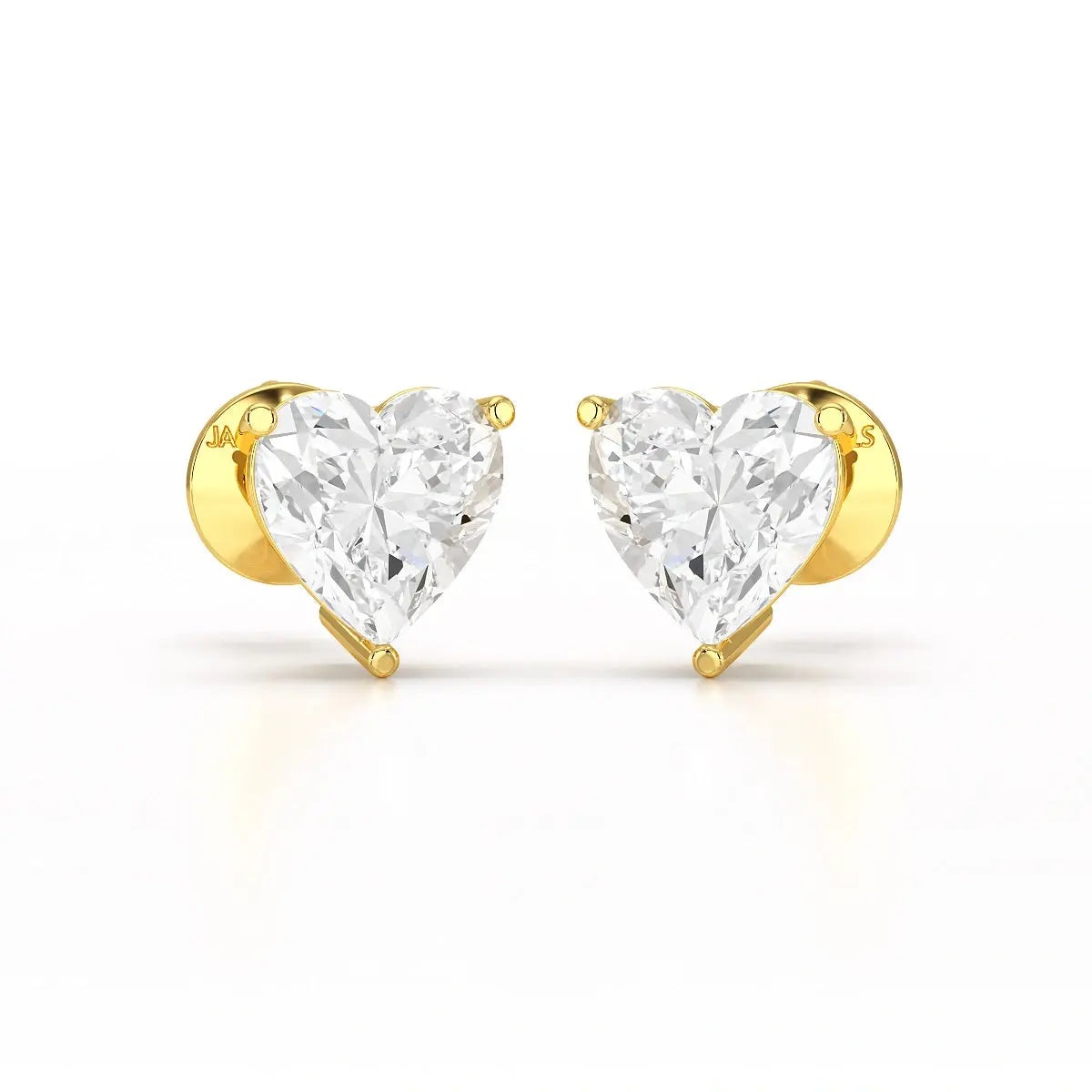 Heart Shape Solitaire Lab Diamond Stud Earrings