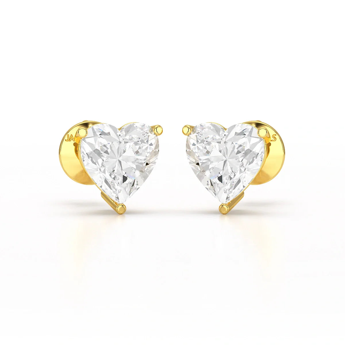 Heart Shape Solitaire Lab Diamond Stud Earrings