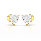 Heart Shape Solitaire Lab Diamond Stud Earrings