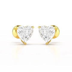 Heart Shape Solitaire Lab Diamond Stud Earrings