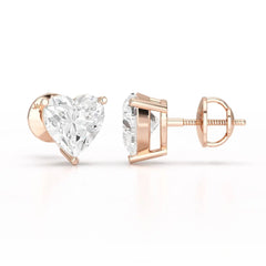 Heart Shape Solitaire Lab Diamond Stud Earrings