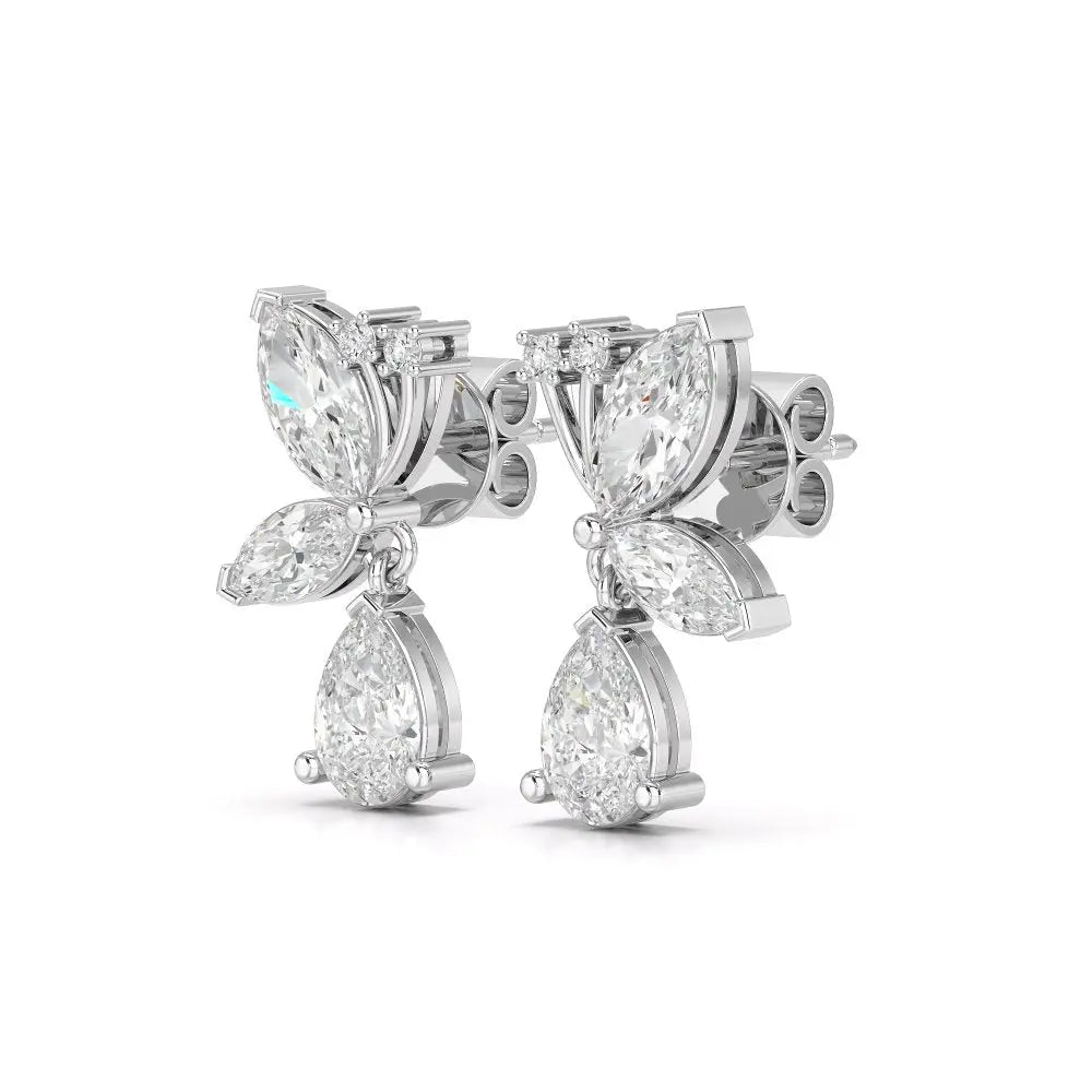 2.35 CT Pear and Marquise Cut Diamond Drop Earring Jama Jewels