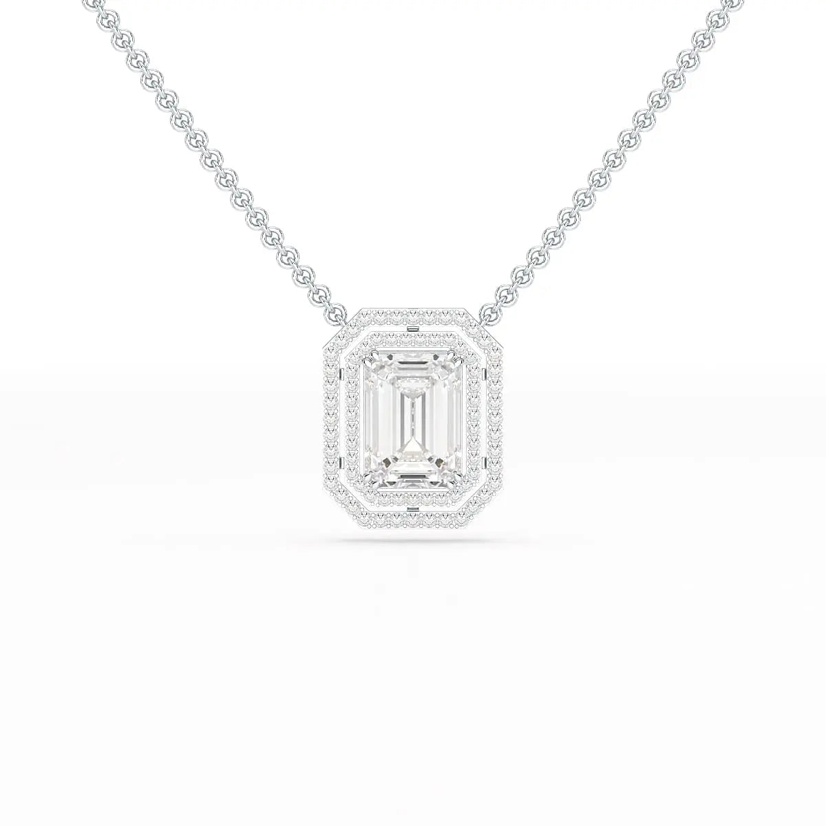 11.43 CT Emerald Cut Halo Lab Diamond Pendant